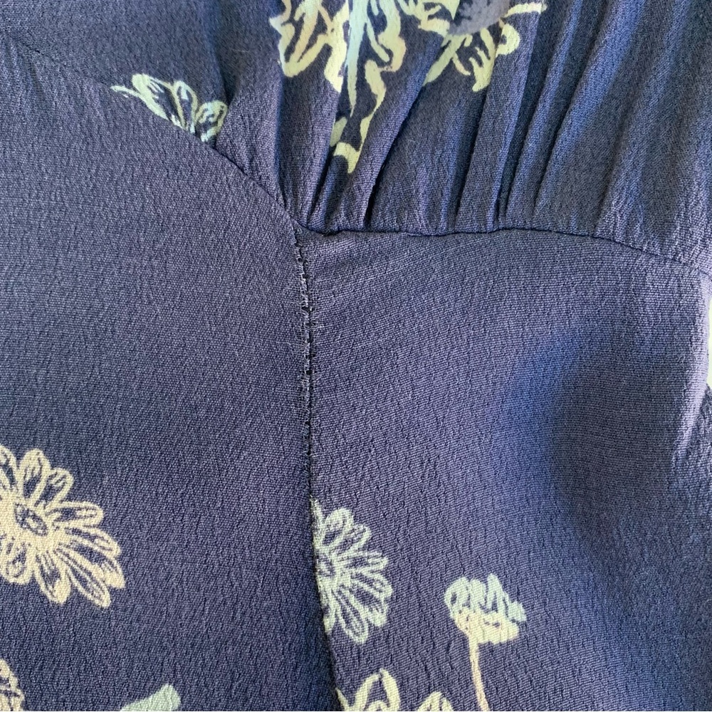 Free People Blue Hawaii Washed Blue Floral Print Short Sleeve Mini Dress - Picture 16 of 16